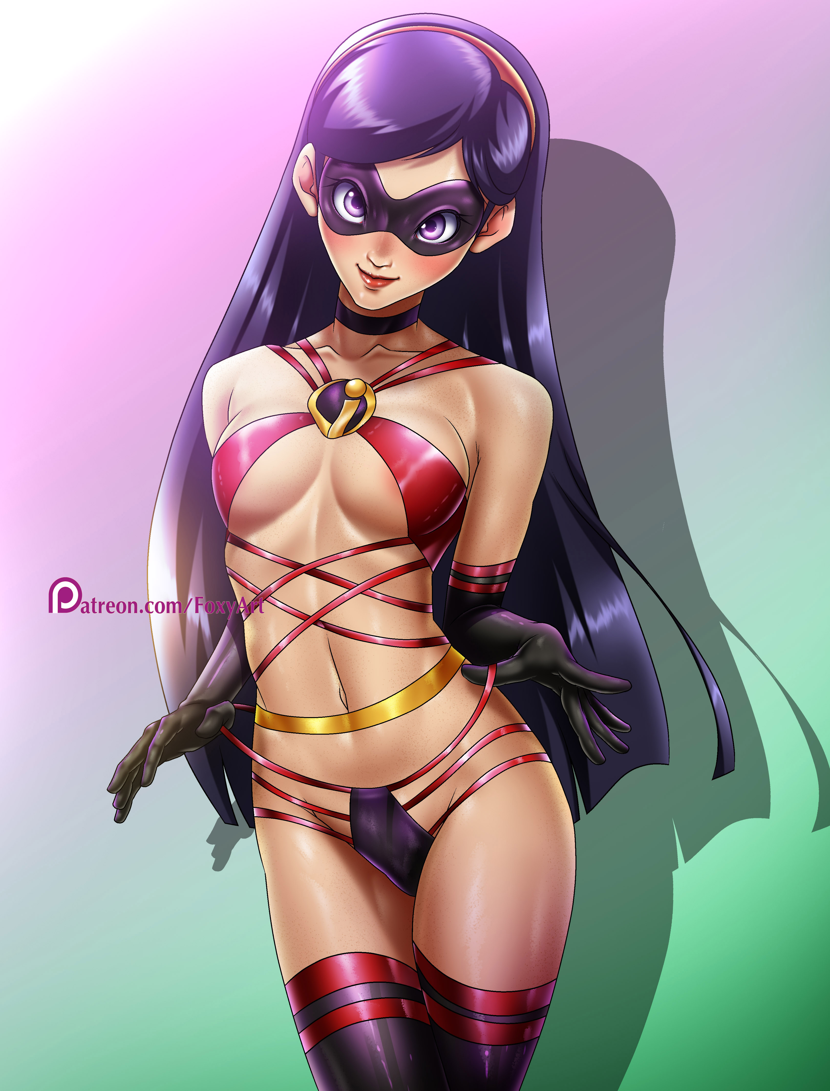 alternate costume, alternate outfit, black eyes, black hair, breasts, disney, female, female only, foxyart, invisible girl, long hair, pixar, small breasts, solo, solo female, solo focus, straight hair, the incredibles, violet parr
