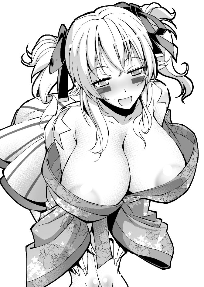 female large_breasts long_hair monochrome rakko rakko_(r2) sandy_bash suketto_sanjou!!