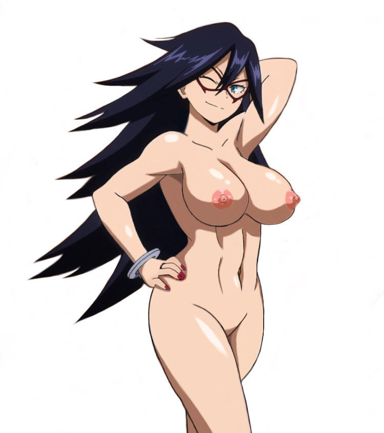 abs alternate_breast_size arms_behind_head big_breasts black_hair blue_eyes breasts cleavage closed_eyes curvy curvy_figure edit edited eyewear female female_only front_view glasses huge_breasts human large_breasts legs long_hair looking_at_viewer midnight_(my_hero_academia) muscles muscular muscular_female my_hero_academia naked nemuri_kayama nipples nude nude_female nude_filter nudity simple_background smile solo standing thick_thighs white_background yarro