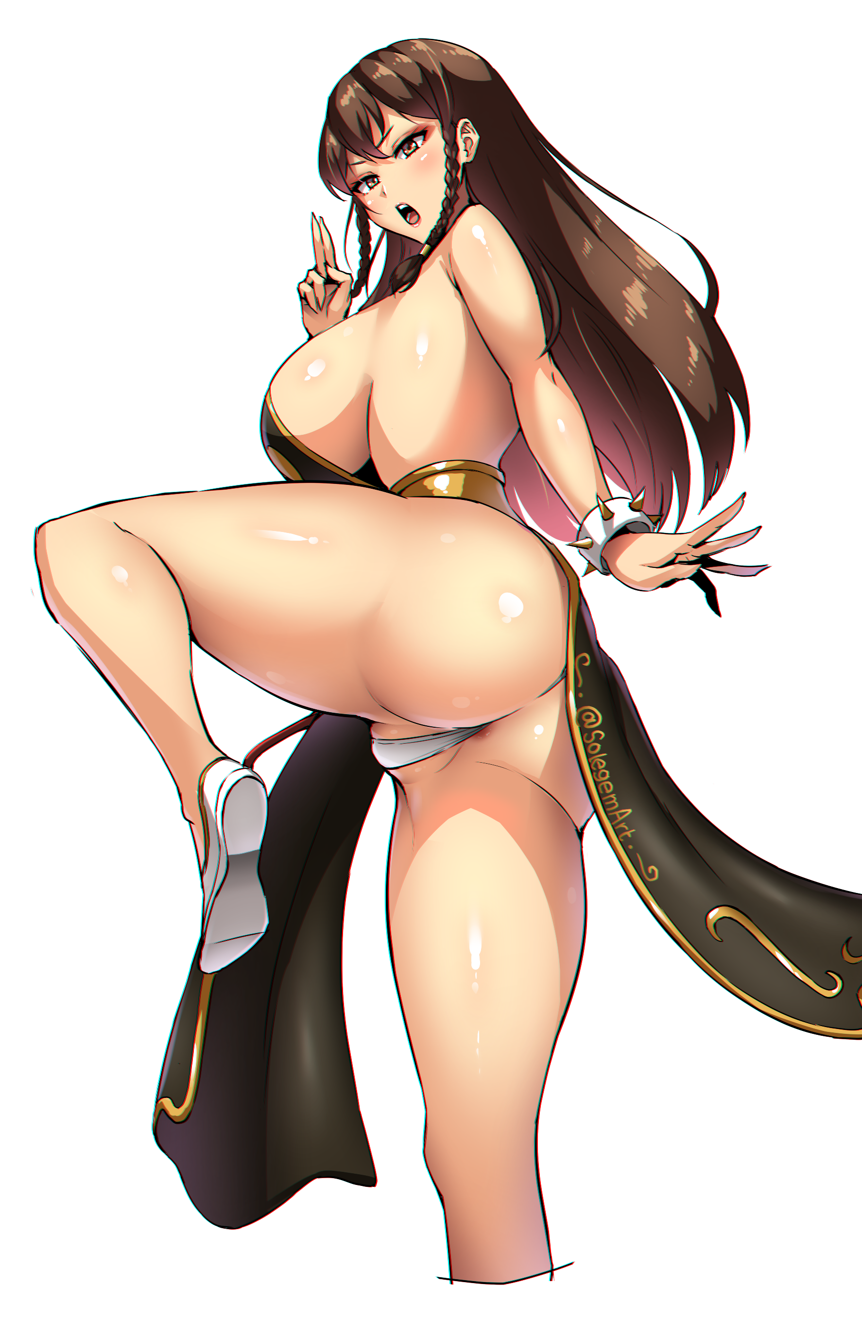 alternate costume, alternate hairstyle, ass, big breasts, breasts, brown hair, capcom, chun-li, chun-li (battle ouffit sfv), female, female only, long hair, mature female, solo, solo female, solo focus, sologem, street fighter, street fighter v, thick thighs