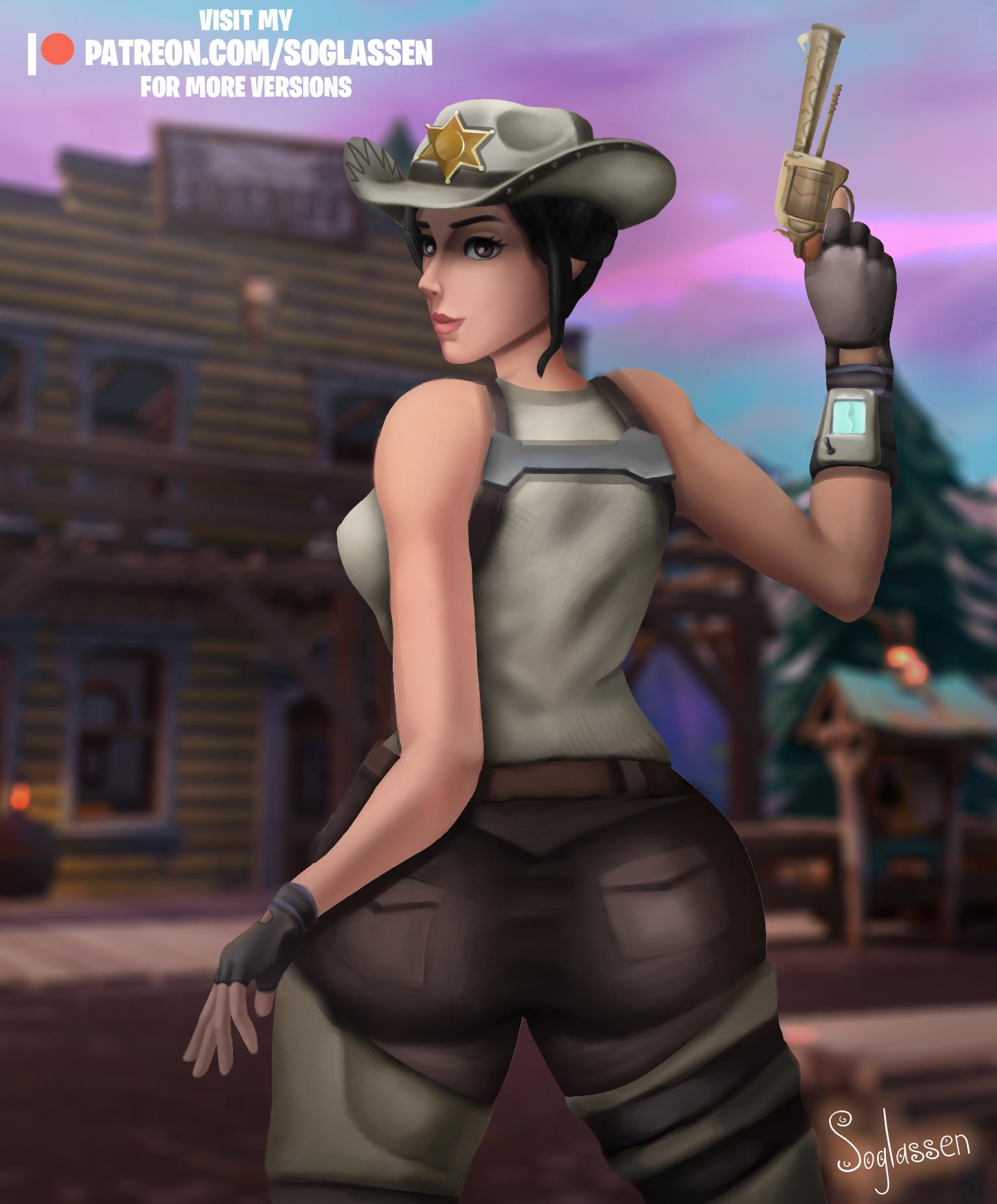 1girls big_butt clothed female female_only fortnite rio_(fortnite) rio_grande_(fortnite) sheriff soglassen tagme