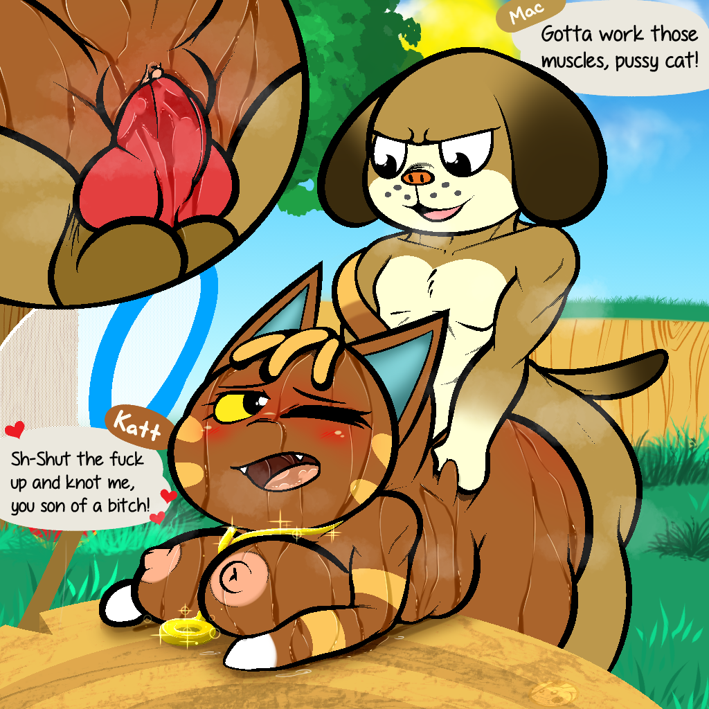 <3 1:1 2020 animal_crossing animal_genitalia animal_penis anthro anthro_on_anthro anthro_penetrated anthro_penetrating anthro_penetrating_anthro ass balls bent_over big_breasts big_butt black_eyes blush bodily_fluids breasts brown_balls brown_body brown_fur butt_grab canid canine canine_penis canis clitoris dialogue domestic_cat domestic_dog duo english_text fangs felid feline felis female female_penetrated freckles from_behind_position fur furry furry_only genital_fluids genitals gold_(metal) gold_jewelry hand_on_butt heart hip_grab jewelry katt_(animal_crossing) knot looking_back looking_down looking_up mac_(animal_crossing) male male/female male_penetrating male_penetrating_female mammal mostly_nude necklace nintendo nipples nude one_eye_closed open_mouth penetration penis pink_nipples profanity pussy red_penis sex softestpuffss speech_bubble straight striped_body striped_fur stripes sweat tail tan_body tan_fur text vaginal_penetration video_games wet white_body white_fur yellow_body yellow_fur yellow_sclera