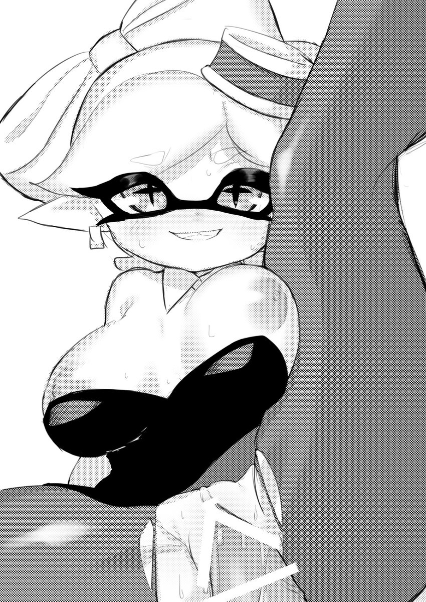 + +, blush, blushing, breasts, censored, female, funyafunya1010, inkling, large breasts, looking at viewer, male, marie (splatoon), nintendo, nipples, on back, pantyhose, penis, pussy, ripped pantyhose, sex, short hair, silver hair, splatoon, symbol-shaped pupils, tentacle, tentacle hair, torn clothes, torn clothing, torn legwear, torn pantyhose, unusual anatomy, unusual eyes, unusual pupils, vaginal penetration, white hair, yellow eyes, yellow pupils
