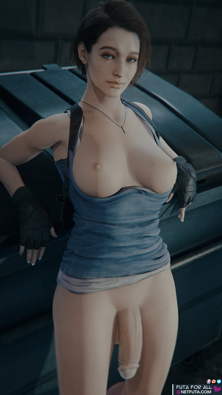 1futa, 3d, 3d (artwork), alley, areolae, balls, biohazard, bottomless, breasts, brown hair, capcom, casual exposure, erect nipples, eye contact, fingerless gloves, flaccid, futa only, futa sans pussy, futanari, intersex, intersex only, jill valentine, jill valentine (sasha zotova), medium breasts, netfuta, nipples, outdoors, partially clothed, partially nude, penis, realistic, render, resident evil, resident evil 3, resident evil 3 remake, short hair, solo futa, source filmmaker