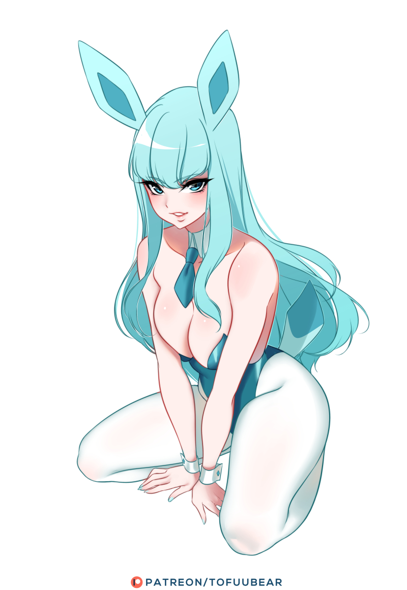 1girls, big breasts, breasts, cleavage, eeveelution, female, female only, glaceon, humanized, large breasts, looking at viewer, pokemon, pokemon (species), solo, tofuubear