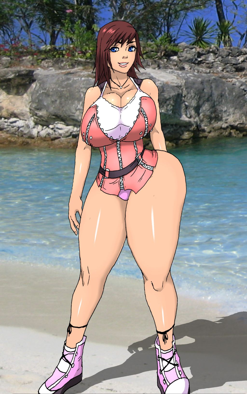 1girls, alternate ass size, alternate breast size, ass, bimbo, blue eyes, breasts, bursting breasts, cleavage, disney, female, hips, huge ass, huge hips, huge thighs, jay-marvel, kairi, kingdom hearts, large breasts, milf, panties, red hair, red-haired female, short hair, square enix, thick thighs, thighs, tight, tight clothes, tight clothing, tight shirt, wide hips