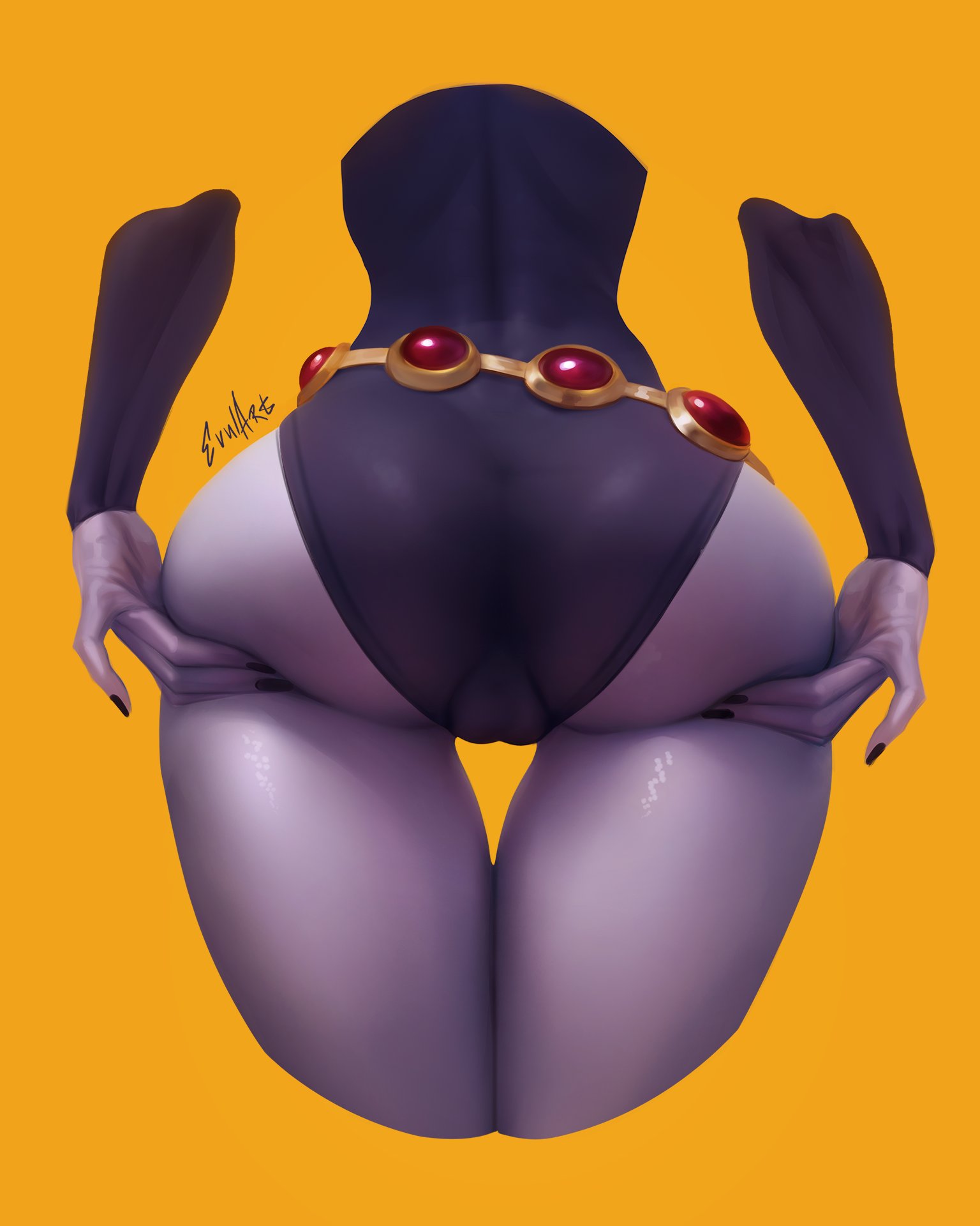 1girls, ass, ass bigger than head, ass focus, ass up, big ass, bubble ass, bubble butt, butt, camel toe, cameltoe, dc, dc comics, evulart, fat ass, female, female only, huge ass, huge butt, huge thighs, leotard, massive ass, massive thighs, rachel roth, raven (dc), skin tight, teen titans, thick ass, thick legs, thick thighs, thunder thighs, thunderthighs, wide hips, wide thighs