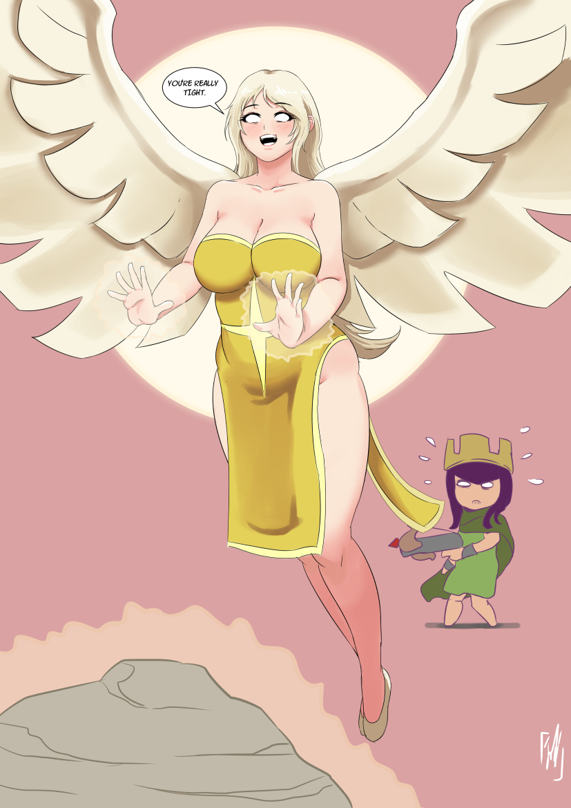 1girls, alternate version available, angel, angel wings, archer queen (clash of clans), clash (series), clash a rama, clash of clans, clash royale, female, healer (clash of clans), noart 0, supercell