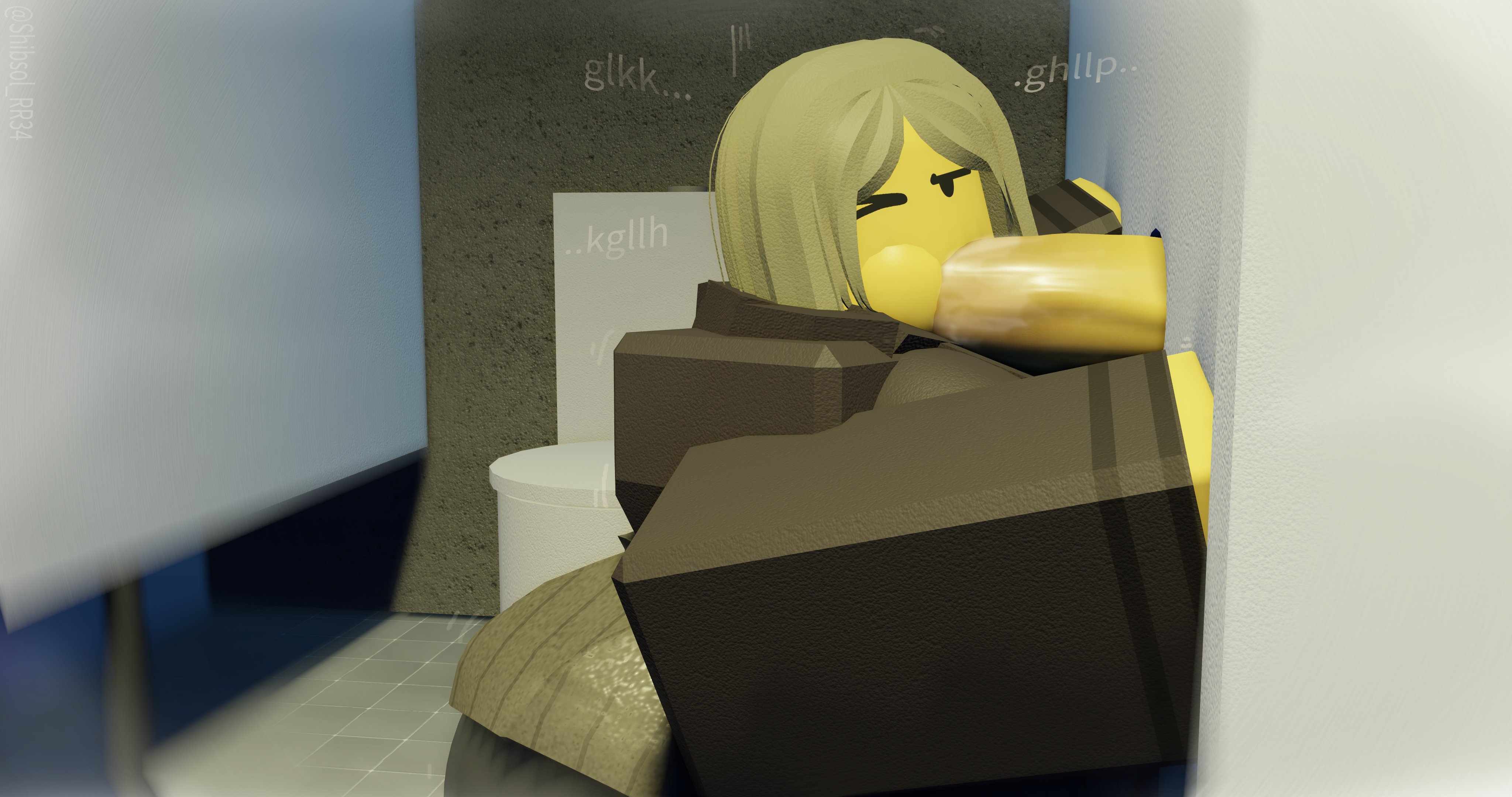 1boy, 1girls, 3d, ass, bathroom, bathroom stall, big ass, big breasts, big penis, blood debt, blowjob, breasts, clothed, clothed female, fellatio, female focus, glory hole, onomatopoeia, oral, penis, roblox, roblox game, robloxian, ryman yegorov, shibsol rr34, tagme