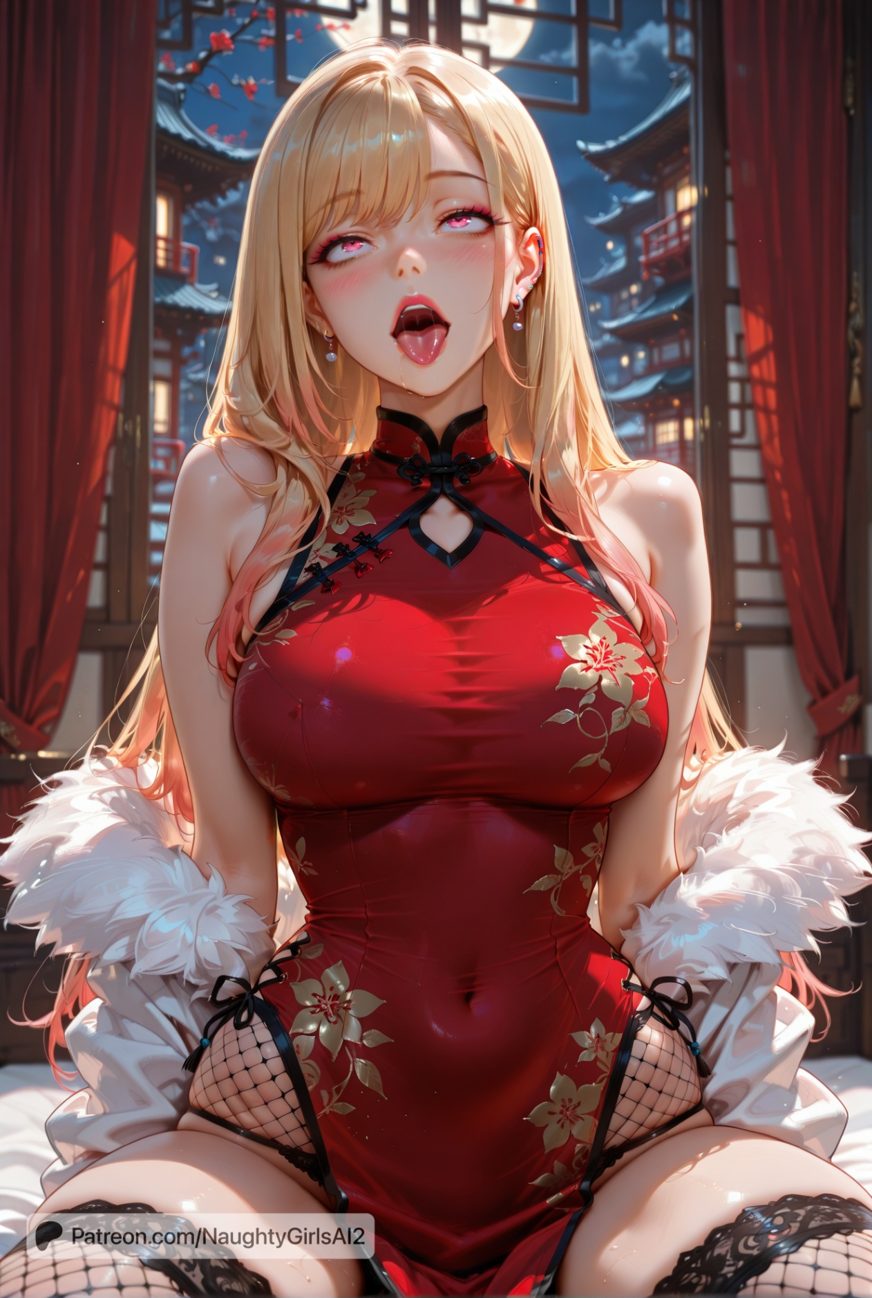 ai generated, bangs, big breasts, blonde hair, kitagawa marin, long hair, marin kitagawa, mature female, my dress up darling, naughtygirlsai, pink eyes, pink hair, sono bisque doll wa koi wo suru, two-tone hair