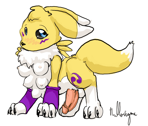 1futa breasts digimon futanari multi_breast nullenigma renamon solo_futa tagme