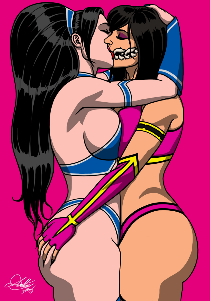 2d 2girls ass_grab clone edenian female female_only groping incest kaywest kissing kitana kitana_(mk9) kiteena mileena mileena_(mk9) mileena_(mkx) mortal_kombat mortal_kombat_(2011) mortal_kombat_x multiple_girls red_lipstick siblings sisters tarkatan yuri