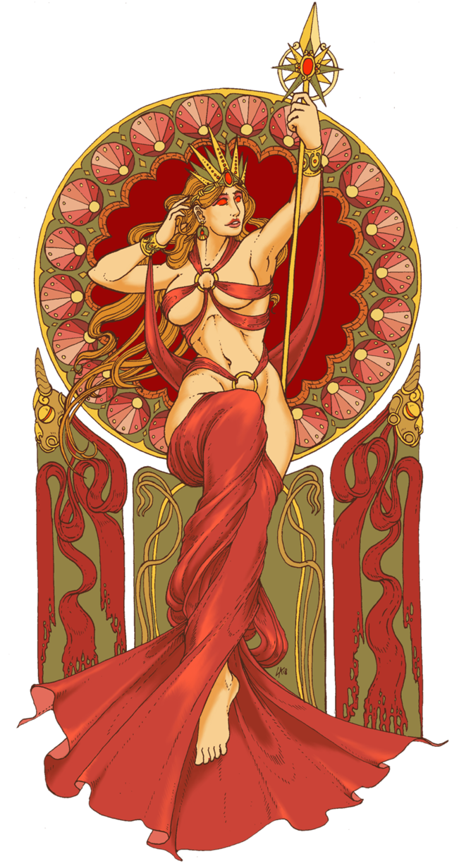 bare_midriff barefoot barely_clothed convenient_censoring crown earring ginger ginger_hair goddess holding_staff holding_weapon ineffective_clothing kardalak_ix large_breasts orange_hair ornament path_of_exile red_clothing red_eyes solaris_(path_of_exile) staff tagme transparent_background wraps