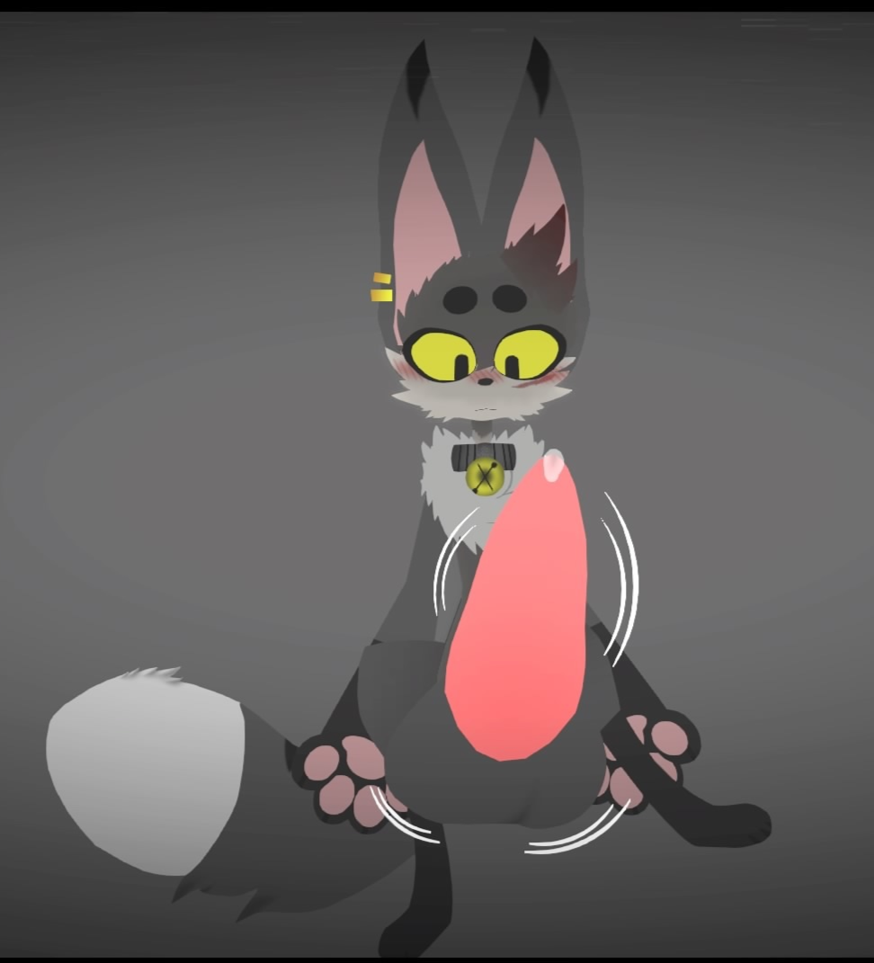 anthro balls big_balls big_penis black_bars blush bodily_fluids canid canine chest_tuft collar collar_with_bell cum domestic_cat dyed-hair ear_piercing felid feline felis fox fur genital_fluids genitals grey_background grey_body grey_fur grey_markings huge_cock hybrid hyper hyper_genitalia hyper_penis kino_(kinosnight) kinosnight letterbox male male_only mammal markings penis penis_expansion piercing simple_background sitting solo solo_male spread_legs spreading surprise throbbing_balls throbbing_penis tuft white_body white_fur white_markings