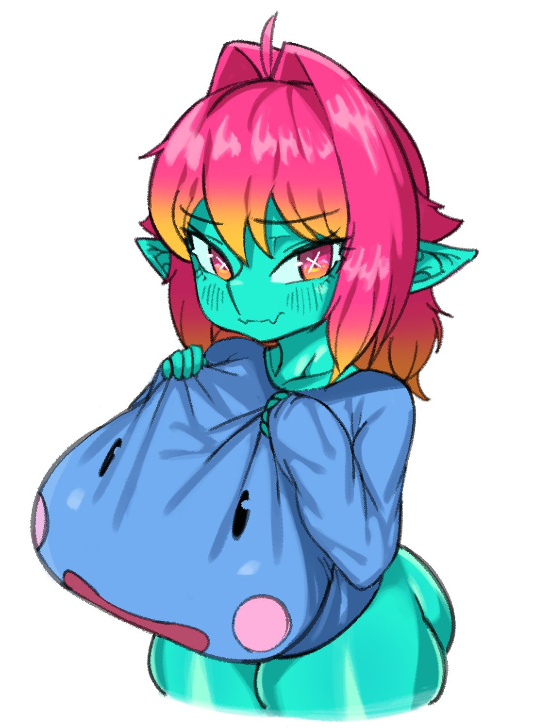 1girls, adelia (changbae), breasts, changbae, female, female only, goblin, goblin female, huge breasts, looking at viewer, shortstack, solo