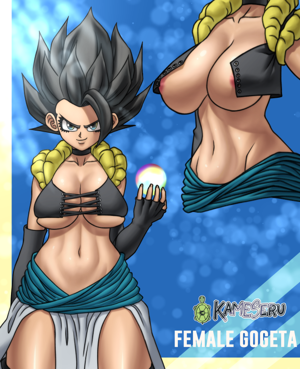 1girls abs artist_name big_breasts black_hair black_sleeves blue_eyes bra breasts character_name cleavage dragon_ball dragon_ball_super female female_gogeta female_only fingerless_gloves fully_clothed fusion genderswap_(mtf) gogeta kameseru looking_at_viewer looking_pleasured metamoran_clothing nipple_slip revealing_clothes rule_63 saiyan shiny shiny_breasts shiny_hair shiny_skin shiny_thighhighs shiny_thighs smirk smirking solo spiky_hair tagme thick thick_bottom_lip thick_legs thick_lips thick_thighs thigh_highs thighhighs thighs watermark