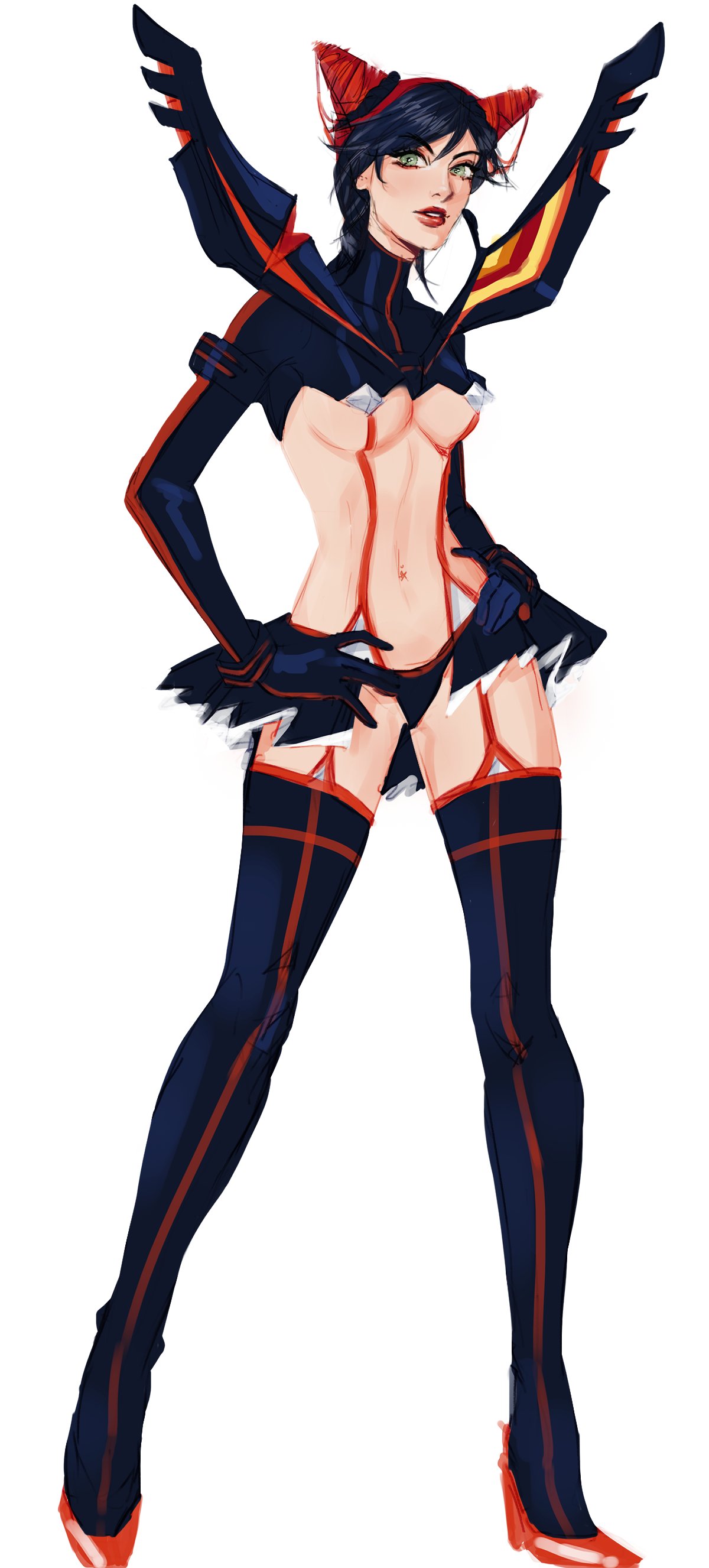 bussiarati cosplay half-dressed jojo's_bizarre_adventure jolyne_kujo kill_la_kill matoi_ryuuko_(cosplay) senketsu stockings stone_ocean