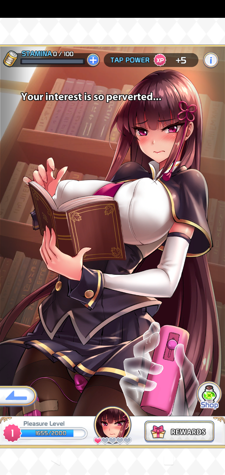 brown_hair game game_cg huge_breasts looking_at_viewer project_qt text thick_thighs venus_(project_qt) vibrator wide_hips