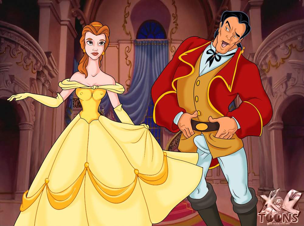 1boy 1girls beauty_and_the_beast belle breasts bulge clothed disney disney_princess disney_villains dress gaston imminent_sex male princess_dress robe uncomfortable xl-toons.com