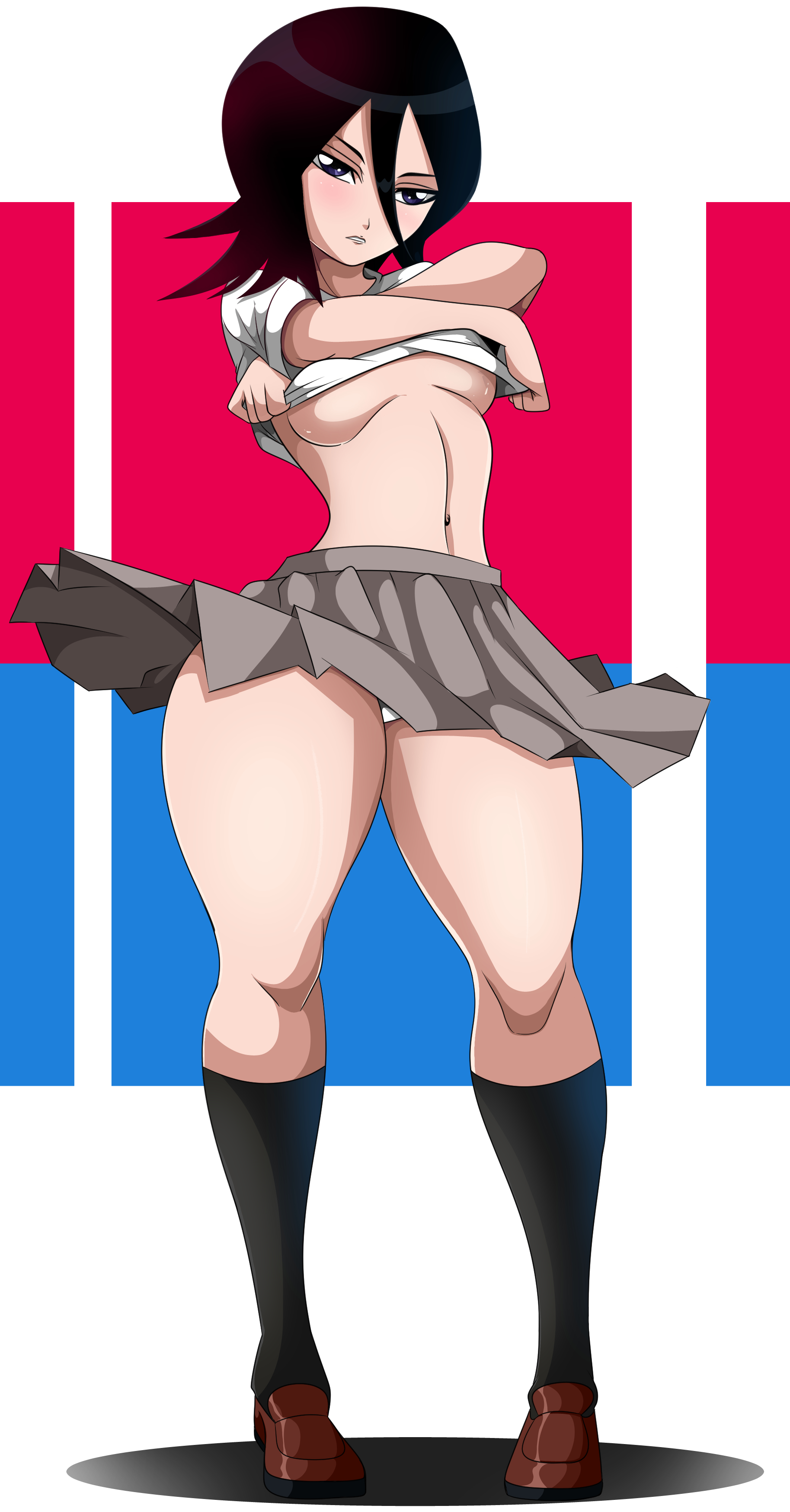 black eyes, black hair, bleach, breasts, female, female only, kuchiki rukia, nipples, short hair, small breasts, solo, solo female, solo focus, sonson-sensei