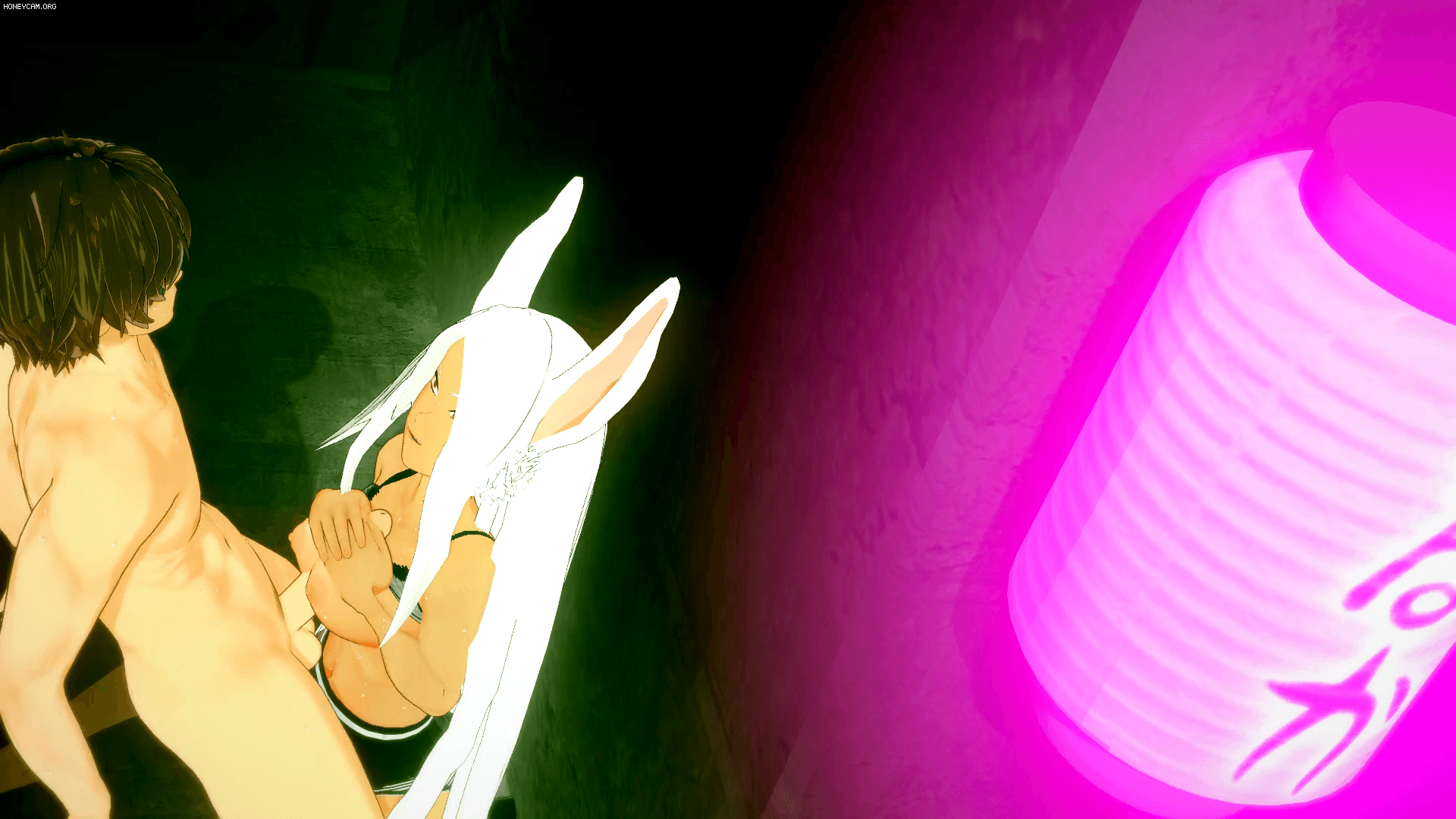 16:9 aspect ratio, 1boy, 1girls, 3d, alley, animated, breasts, bunny ears, dark skin, dark-skinned female, evaan, female, high resolution, interracial, koikatsu, large filesize, light skin, light-skinned male, long hair, male, miruko, my hero academia, paizuri, prostitution, rabbit ears, rumi usagiyama, white hair, yuukis