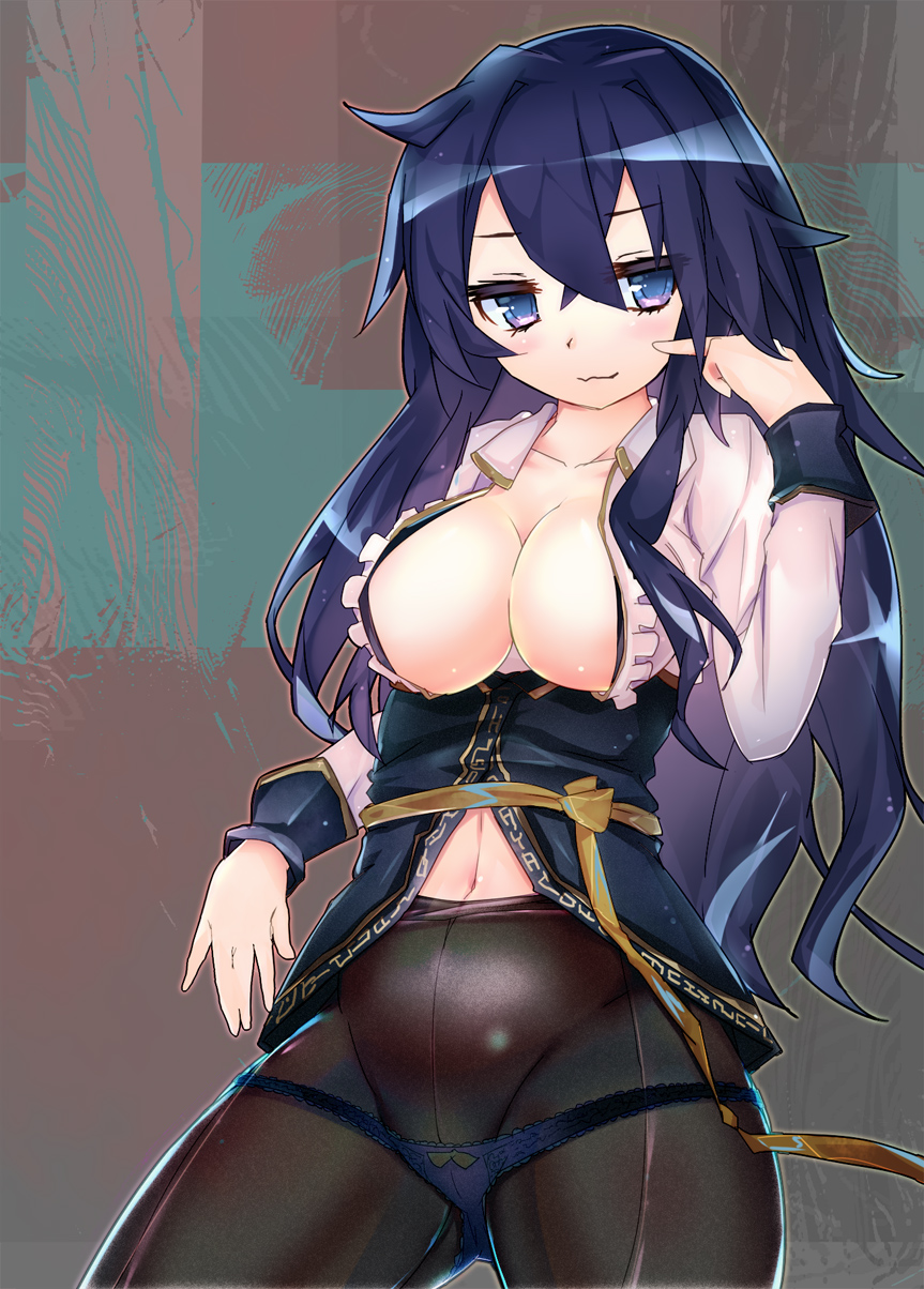 breasts dronya labyrinth_of_refrain large_breasts nippon_ichi_software open_clothes panties picot_trim picot_trim_panties shoegaze tights underwear