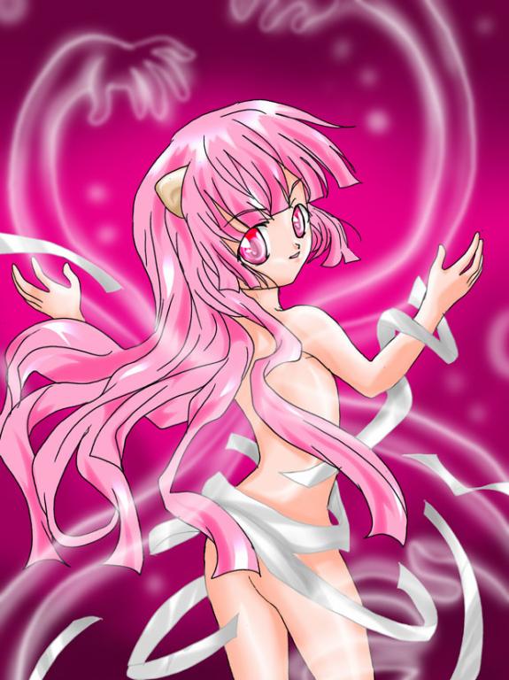 1girls elfen_lied female female_only horns mariko_(elfen_lied) pink_hair solo tagme vectors