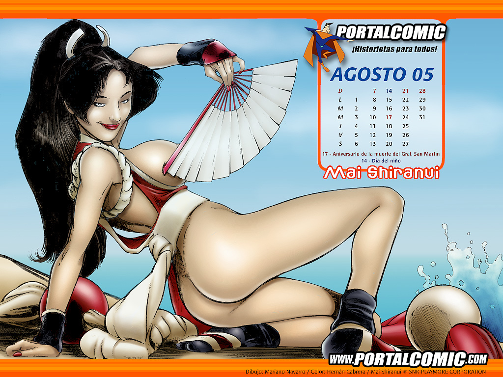 1girls ass big_breasts black_hair breasts female female_only human king_of_fighters large_breasts long_hair mai_shiranui mariano_navarro smile snk solo tagme