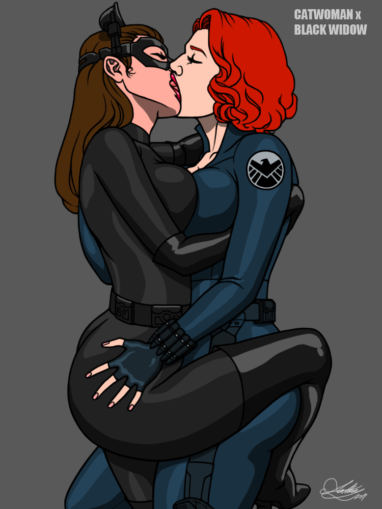 2017 2girls antiheroine ass avengers batman_(series) big_ass black_widow_(marvel) bodysuit breast_to_breast brown_hair catsuit catwoman catwoman_(the_dark_knight_rises) clothed crossover dc dc_comics embrace female female/female female_only fit fit_female french_kiss happy_female heroine horny_female human human_only kaywest kissing large_breasts leg_grab lesbian lesbian_kiss lesbian_sex lesbians light-skinned_female light_skin lipstick long_hair marvel marvel_cinematic_universe marvel_comics natasha_romanoff passionate plain_background red_hair s.h.i.e.l.d. straight_hair the_dark_knight_rises tight_clothing villainess yuri