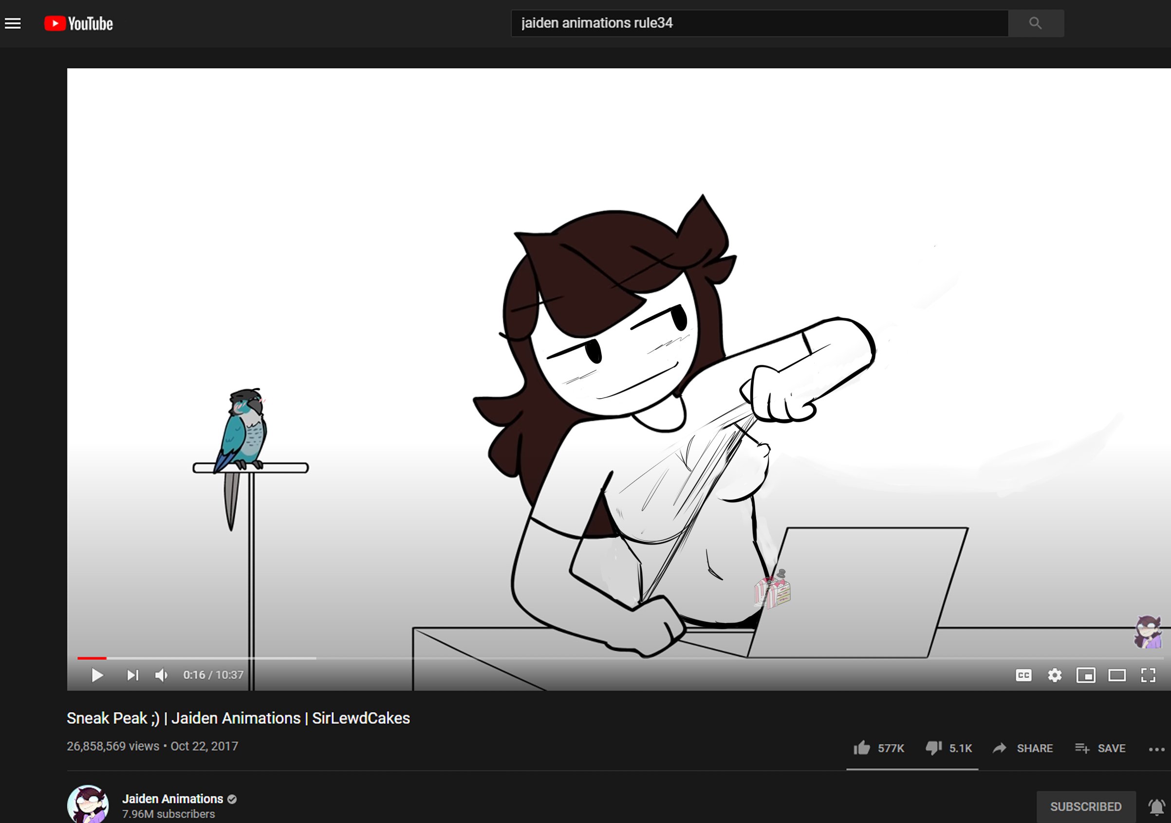 1girls, 2020, accurate art style, blush, breasts, brown hair, edit, fake screenshot, female, female focus, female only, flashing, human, jaiden, jaiden animations, laptop, looking away, nipples, parrot, screencap, shirt, shirt lift, sirlewdcakes, smile, white skin, youtube, youtuber
