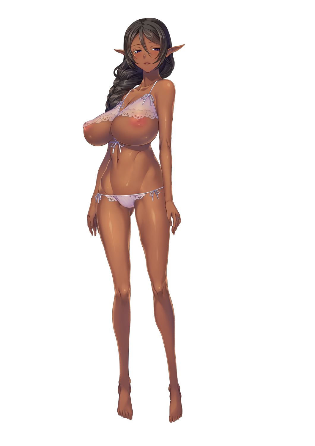 big_ass big_breasts dark-skinned_female dark_skin elf elf_ears elf_mura_no_kanraku_~chijoku_to_kairaku_no_utage~ female female_only grace_campbell hikage_eiji lingerie liquid_(company) pointy_ears