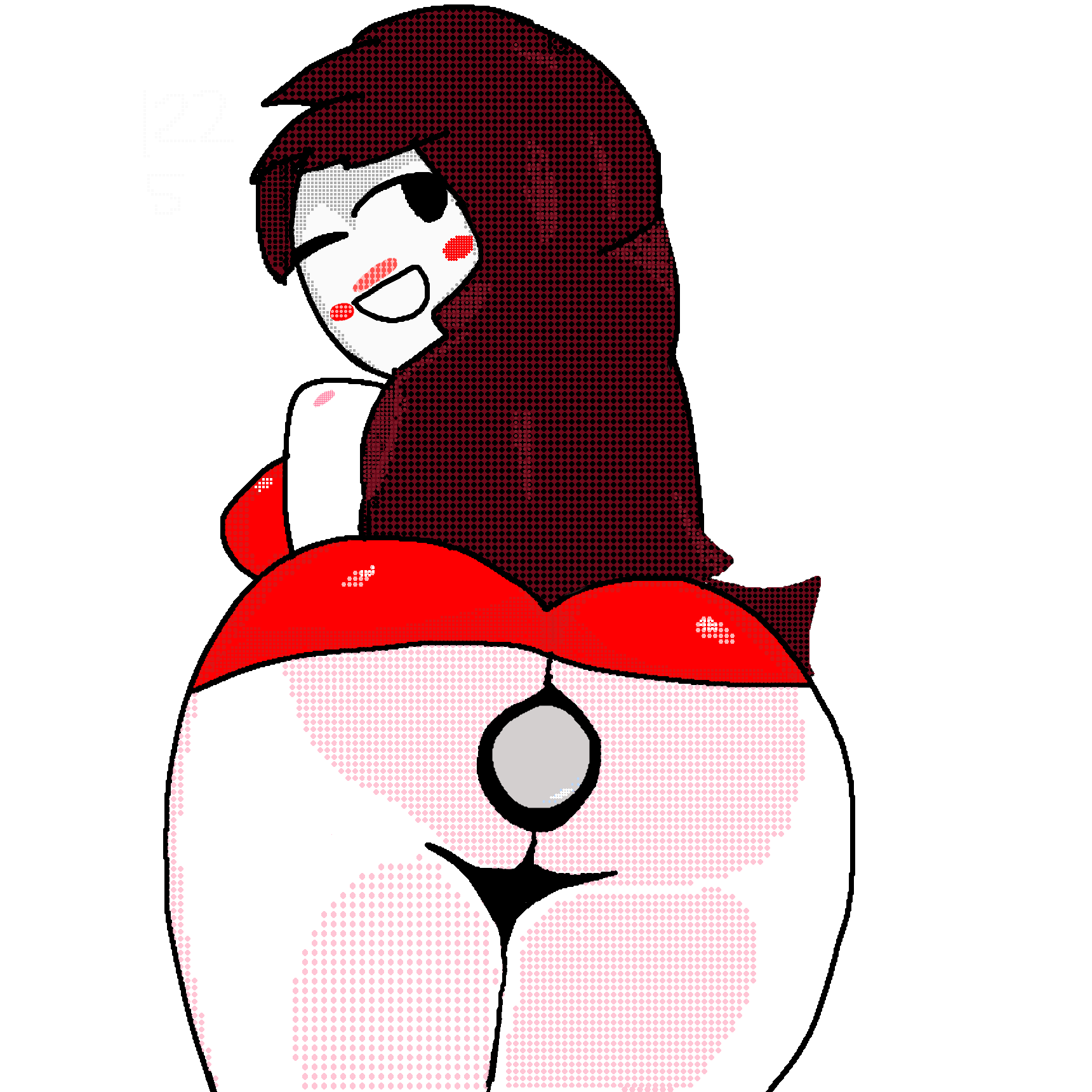 artstyle_imitation ass back_view blush buttplug female fixed flipnote_girlfriend flipnote_studio friday_night_funkin friday_night_funkin_mod looking_at_viewer looking_back mob_face mybollz no_panties pyxill shading unknown_male white_background white_skin