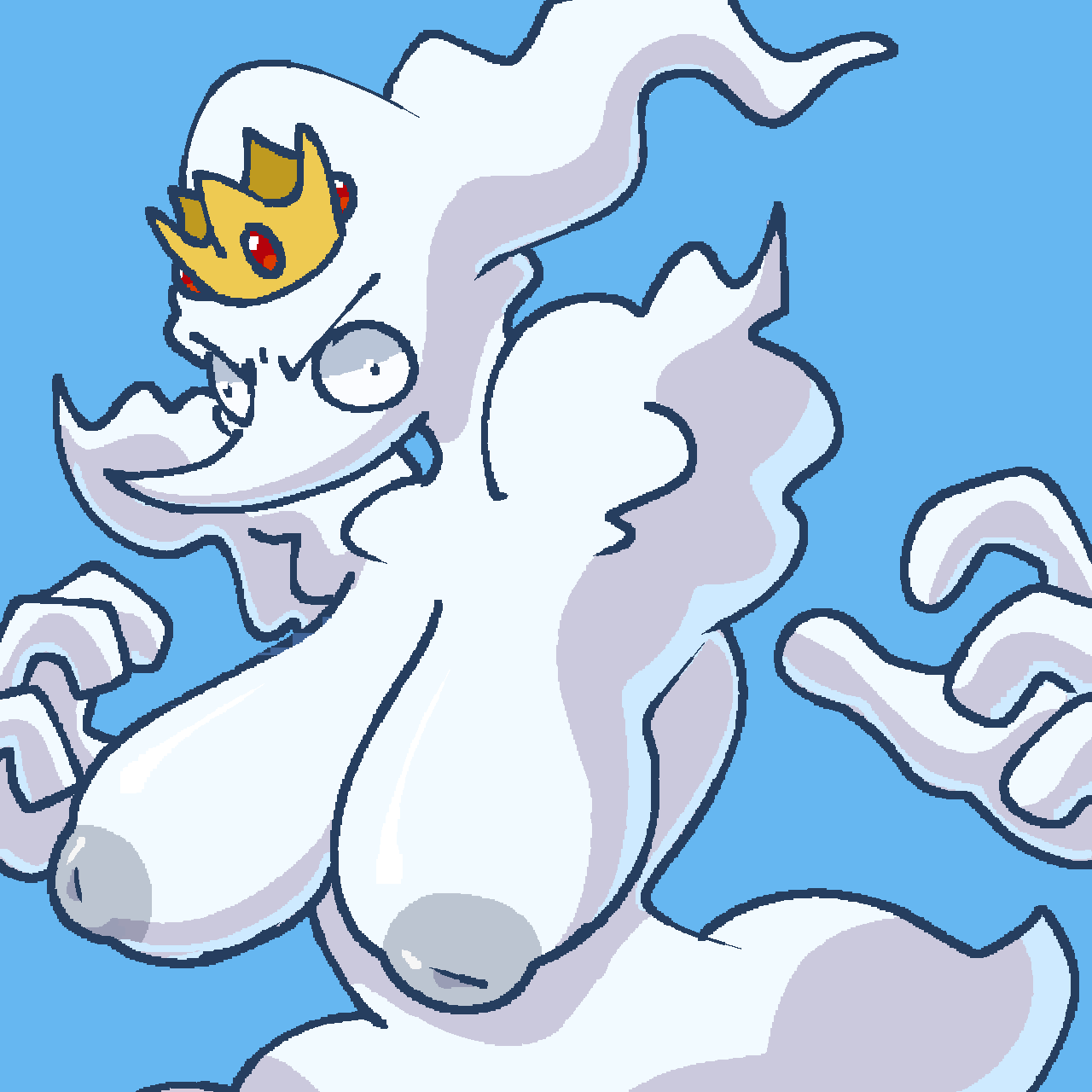 angry angry_face breast breasts breasts_out cloud cloud_elemental crown floating_hands large_breasts nipple nipples queen snappy_snaz