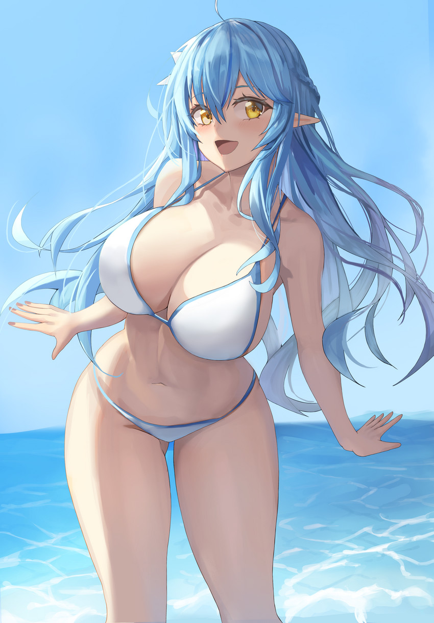 1girls bikini blue_eyes blue_hair hololive hololive_gen_5 hololive_japan virtual_youtuber yukihana_lamy