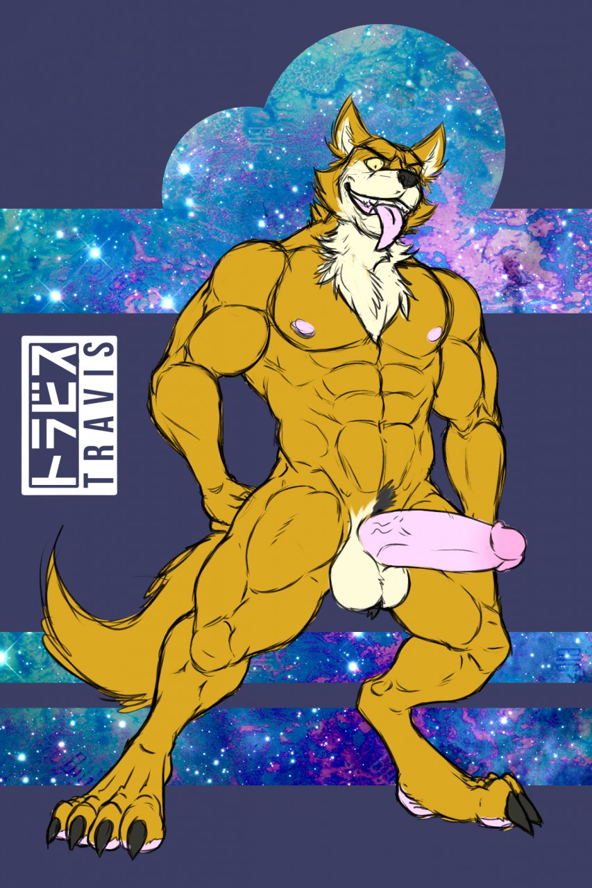 anthro balls bara barazoku big_penis boner dragon_ball dragon_ball_super dragon_ball_z eltravis erection furry lavender_(dragon_ball) male male_only muscles muscular nude penis solo solo_male tongue_out wolf