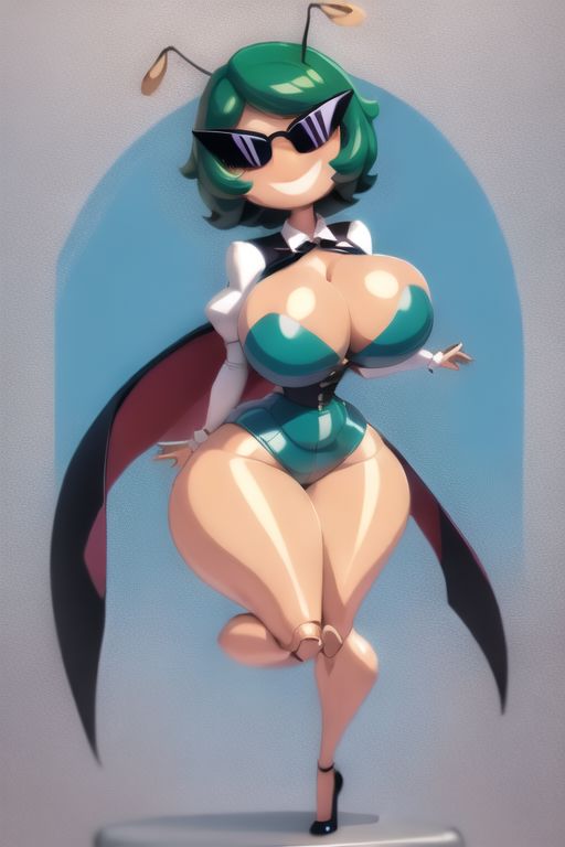 ai_generated armpits ass bimbo bimbo_body bimbofication bimbofied body_modification breasts corset dollification female implied_transformation knick_knack leotard npg8993 permanent_smile smile sunglasses sunnification thick_thighs thin_waist touhou transformation wide_hips wriggle_nightbug