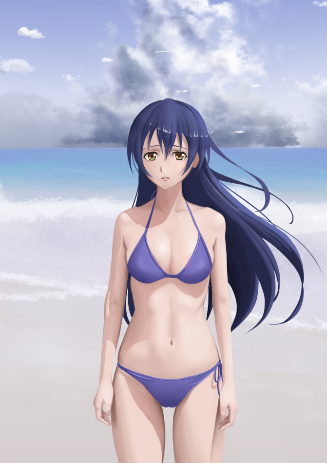 1girls bare_armpits bare_arms bare_belly bare_chest bare_hands bare_hips bare_legs bare_midriff bare_navel bare_shoulders bare_skin bare_thighs bare_torso beach belly belly_button bikini bikini_bottom bikini_only bikini_top blue_eyebrows blue_hair blue_hair_female blue_sky breasts cleavage cleft_of_venus clouds coast collarbone day daylight daytime dot_nose exposed exposed_arms exposed_belly exposed_legs exposed_midriff exposed_shoulders exposed_thighs exposed_torso female female_focus female_only fingers groin hair_between_eyes half_naked high_resolution highres horizon legs light-skinned_female light_skin long_hair looking_at_viewer love_live! love_live!_school_idol_project medium_breasts naked naked_female naked_woman navel northman nude nude_female ocean outdoor outdoor_nudity outdoors outside parted_lips purple_bikini purple_bikini_bottom purple_bikini_top purple_string_bikini purple_swimsuit purple_swimwear pussy sand sea seaside shoulders side-tie_bikini sky slender_body slender_waist slim_girl slim_waist solo sonoda_umi standing string_bikini swimsuit swimwear thigh_gap thighs thin_waist upper_body v-line yellow_eyes yellow_eyes_female