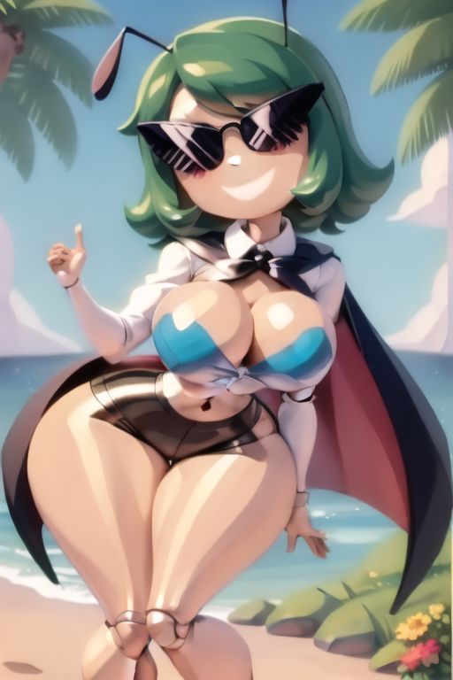 ai_generated armpits ass bimbo bimbo_body bimbofication bimbofied body_modification breasts dollification female implied_transformation knick_knack midriff npg8993 permanent_smile shorts smile sunglasses sunnification sunny_miami thick_thighs thin_waist touhou transformation wide_hips wriggle_nightbug