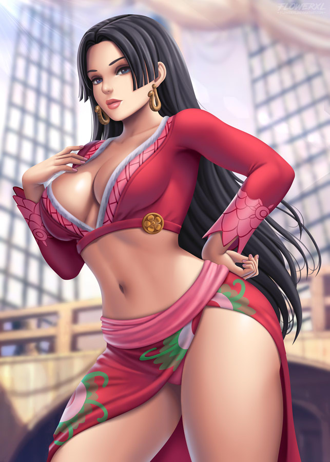 1girls, big breasts, black hair, black-haired female, blue eyes, boa hancock, breasts, female, female only, flowerxl, long hair, mature female, one piece, solo, solo female, solo focus