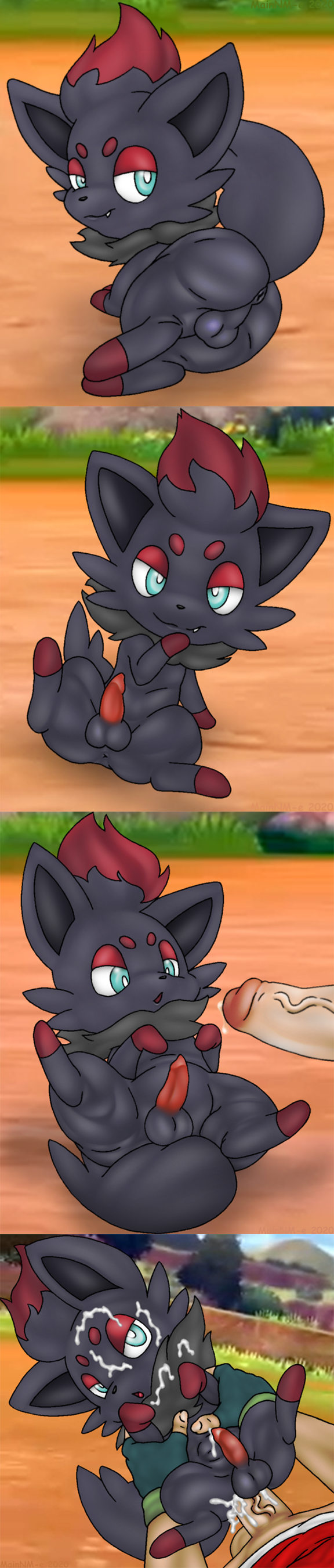 anal canid canine cum cute feral gay mainnm-e pok&eacute;mon_(species) pokemon pokemon_(species) size_difference trainer zorua