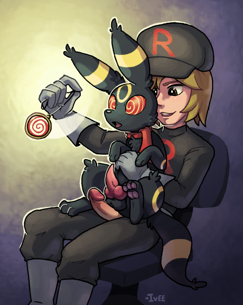 2boys animal_genitalia gay human imminent_rape male_only mind_control nintendo penis pokemon red_eyes team_rocket team_rocket_grunt team_rocket_uniform testicles umbreon yellow_ring