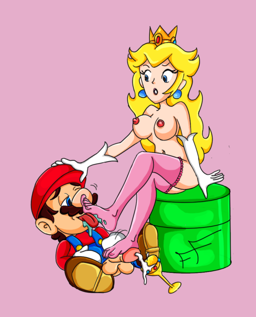 feet_licking feet_sniff femdom foot_fetish foot_folk foot_lick foot_sniffing foot_worship footjob mario mario_(series) nintendo pink_toenails princess_peach thighhighs