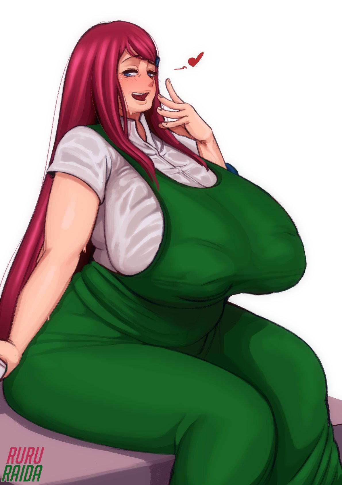 1girls, bbw, breasts, cleavage, female, female only, huge breasts, naruto, naruto (series), nipple bulge, ruru-raida, solo, uzumaki kushina, venus body