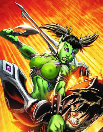 1boy 1girls 2009 alliance_(warcraft) axe black_hair blizzard_entertainment breasts edit female garona_halforcen green_skin half-orc human human_male human_warrior jon_buran king_varian_wrynn large_breasts light-skinned_male light_skin male male/female muscular_female nipples orc orc_(warcraft) orc_female purple_eyes rogue_(warcraft) shalamayne source_request sword tony_washington topless warcraft warrior_(warcraft) weapon world_of_warcraft