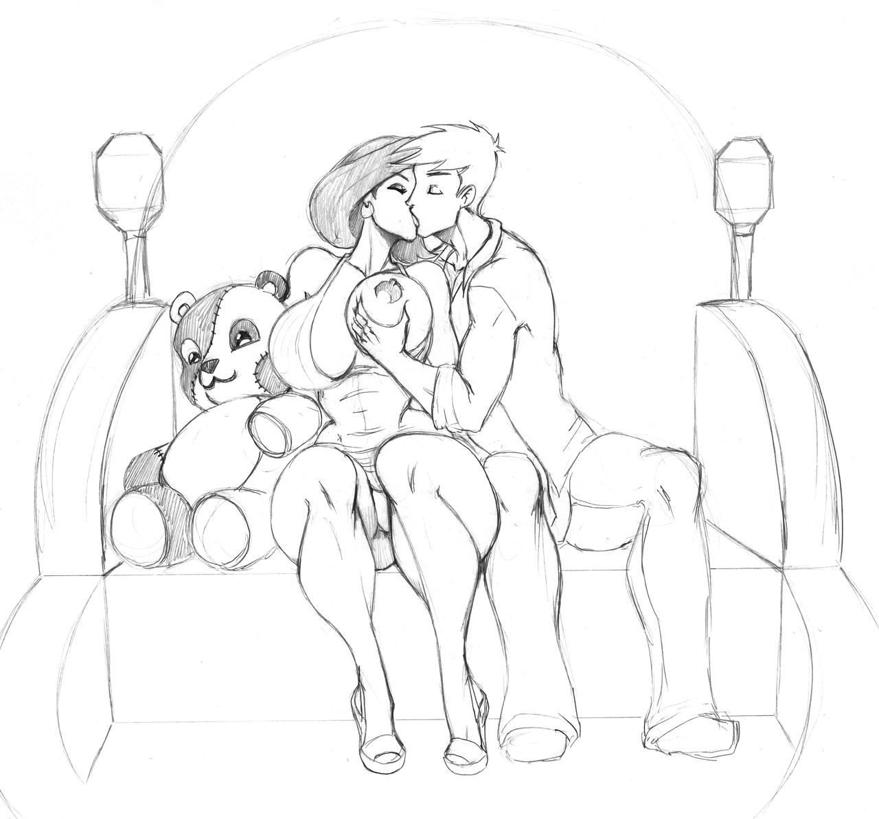 1boy, 1girls, ann possible, areola, areolae, big breasts, breast grab, breasts, bust, busty, cleavage, clothed, clothes, clothing, curvaceous, curves, curvy, curvy body, curvy female, curvy figure, curvy hips, disney, drawing, dress, eyelashes, fanart, female, henrik-drake, hhammerh, high heels, hips, holding breast, hourglass figure, huge breasts, kim possible, kissing, large breasts, legs, lips, lipstick, male, mature, mature female, milf, monochrome, mother, nipples, pencil (artwork), ron stoppable, rsahnp, short hair, sketch, straight, teddy bear, thick, thick legs, thick thighs, thighs, traditional art, voluptuous, waist, wide hips