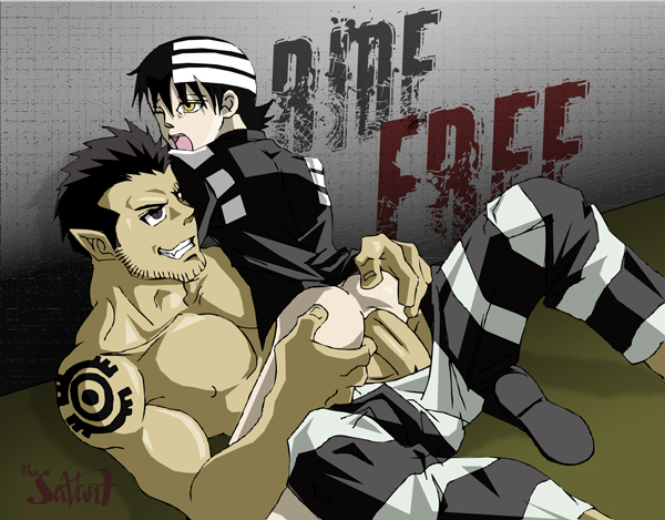 beard boner death_the_kid erection free free_(soul_eater) male_only muscle soul_eater tattoo yaoi