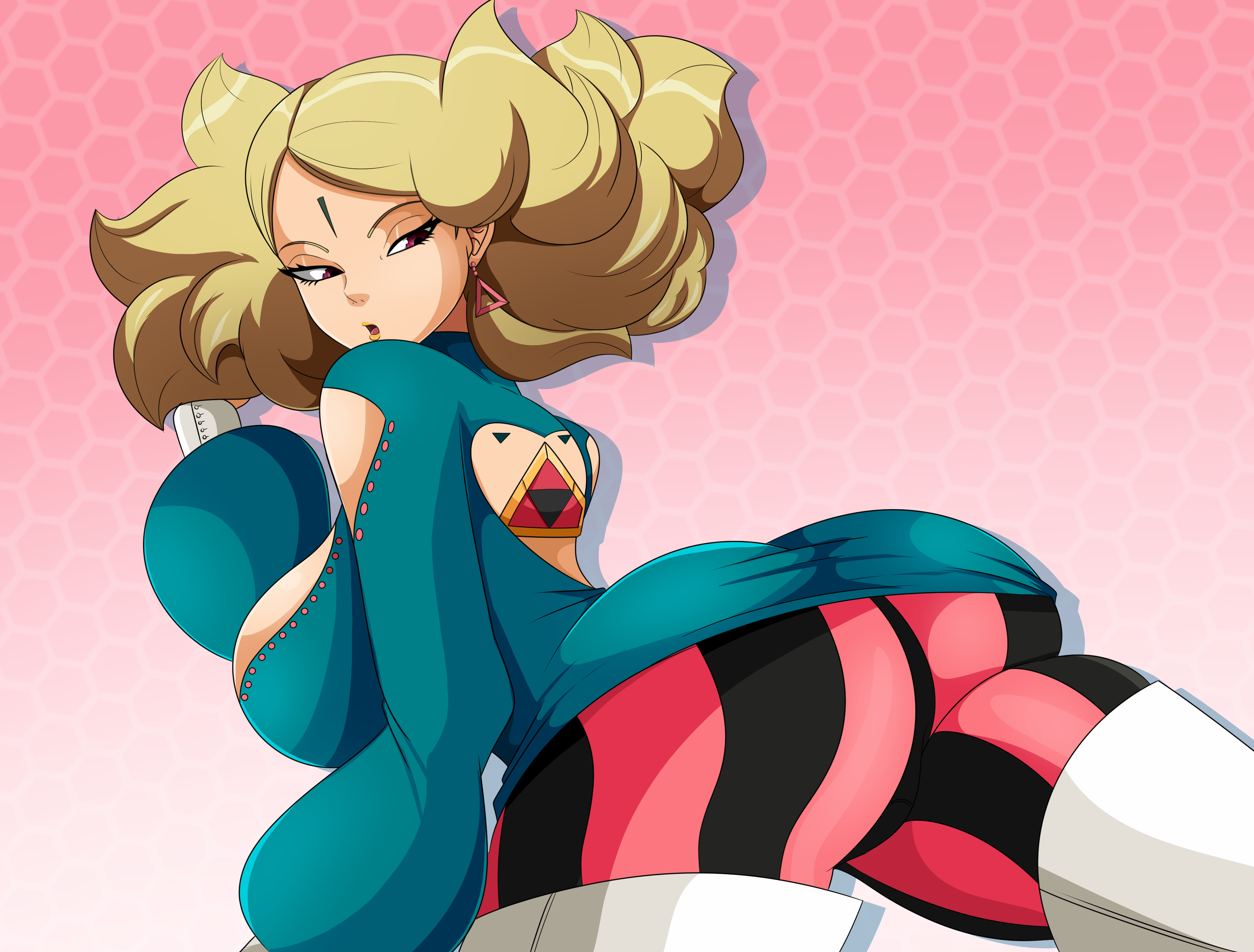 1girls, ass, big ass, big breasts, blonde hair, boruto: naruto next generations, breasts, delta (boruto), earrings, female, high heel boots, high resolution, huge breasts, light skin, light-skinned female, lipstick, looking back, naruto, naruto (series), pale skin, pale-skinned female, pink eyes, solo, sonson-sensei, thick ass, thick thighs, tight clothing, wide hips, yellow lipstick