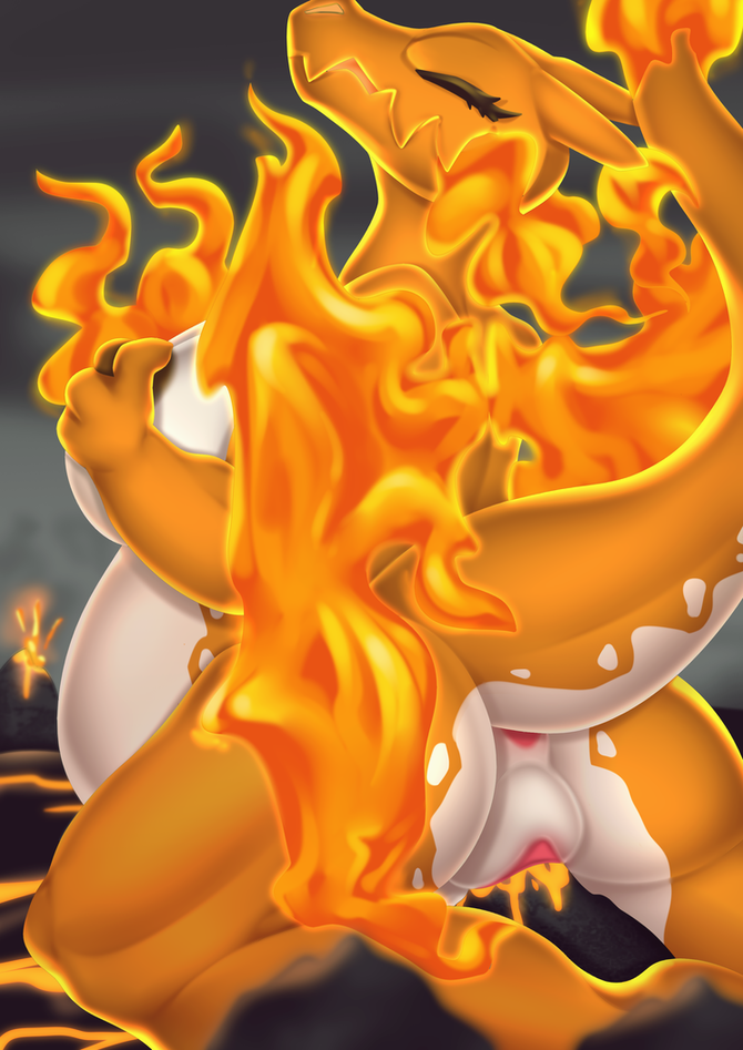 anthro ass belly breasts chari-gal charizard closed_eyes dragon eyelashes female fire flaming_wings genitals gigantamax_charizard gigantamax_pokémon improvised_sex_toy jagged_mouth kneeling lava macro macro_penetration nintendo nipple_fetish nipple_pinch nipple_play nipples penetration pinch pokémon_(species) pokemon pussy revous scalie solo vaginal_penetration video_games volcanic_setting volcano wings