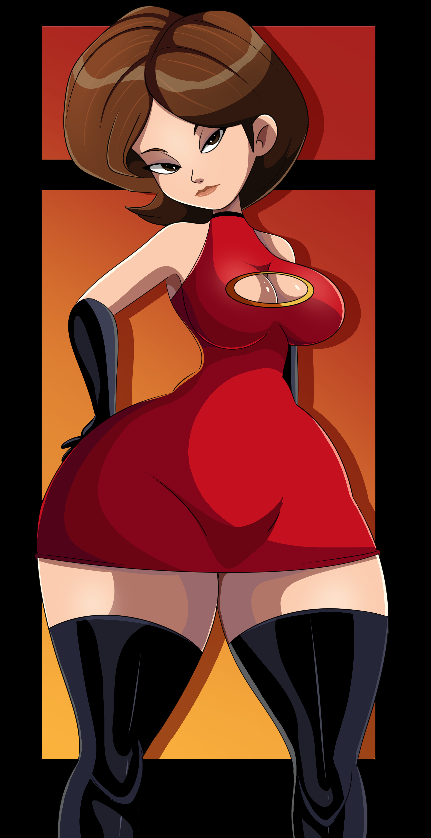 1girls, ass, big breasts, breasts, brown hair, cleavage cutout, disney, elastigirl, female, female only, helen parr, huge ass, mature female, milf, pixar, short hair, smooth skin, solo, solo female, solo focus, sonson-sensei, the incredibles, thin waist, wide hips