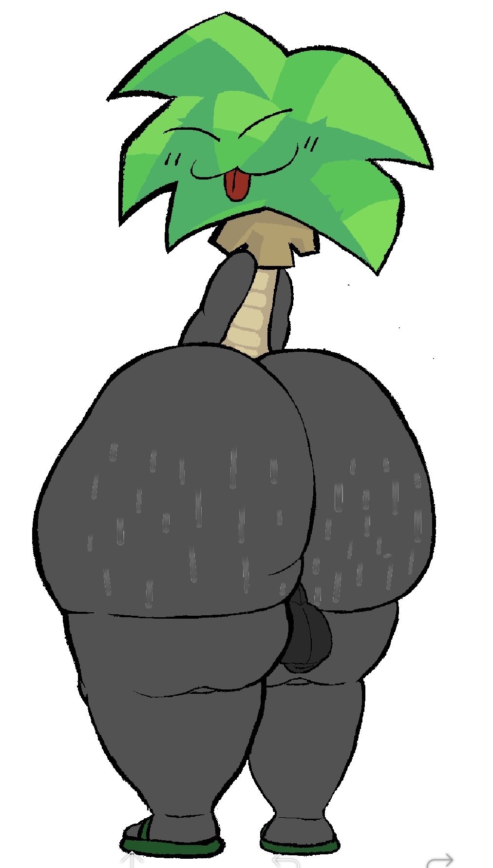 :p, ass, ass focus, back view, balls, ballsack, battle for dream island, battle for dream island elsewhere, bfdi, big ass, cheesetomato, fat ass, male, male only, non-human, object show, object shows, palmy (bfdi), sweat, sweaty ass, tongue out, toony
